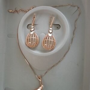 Rose Gold Necklace and Earring Set